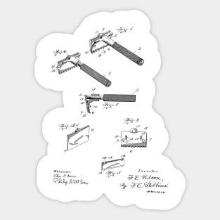 Safety Razor Vintage Patent Hand Drawing Sticker